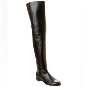 Stuart Weitzman Black Leather Hilo Over the Knee Thigh High Leather Boots Sz 7.5